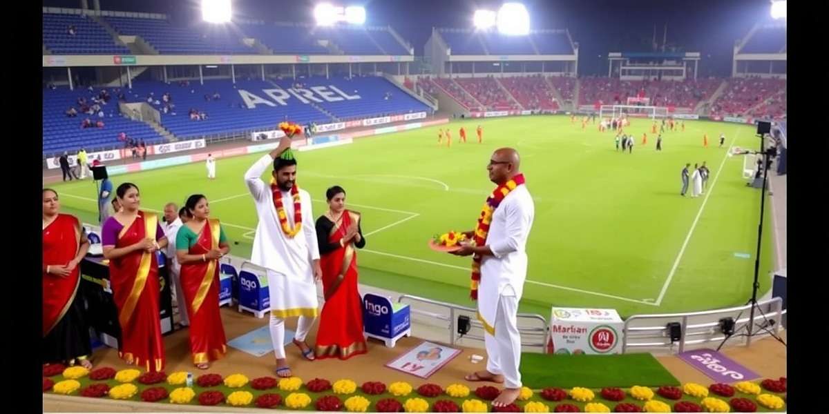 Indian Super League Football Festival Events Indian Super League Football Onam special event with players in traditional Kerala attire and stadium decorated with flowers